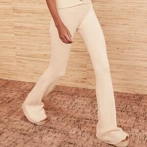 Ulla Johnson Mathilda Pant Brazilian Sand Ribbed Knit Size XL